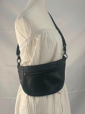 Premium Handmade Leather Crescent Sling Bag - Black Crossbody 
